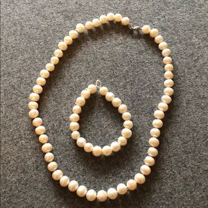 Authentic Pearl Necklace & Bracelet Set